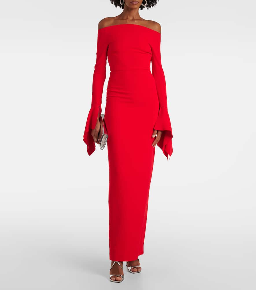 Solace London Amalie Off-shoulder Gown In Red