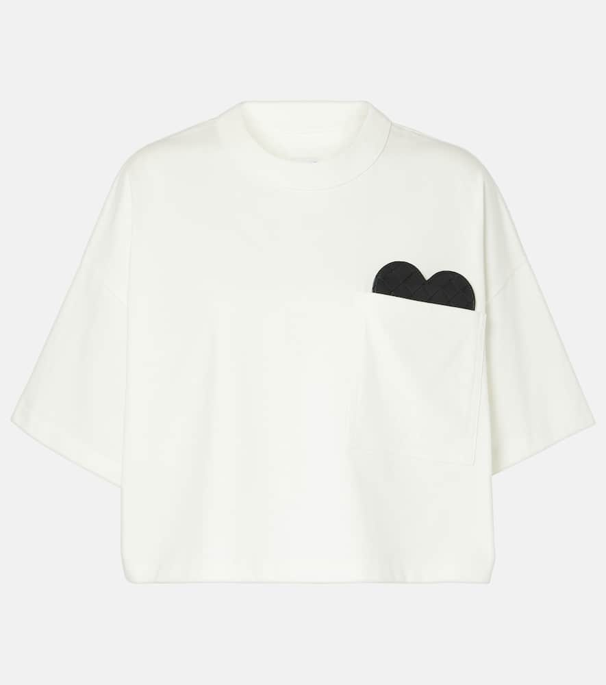 Bottega Veneta Heart-detail Cropped Jersey T-shirt In Weiss