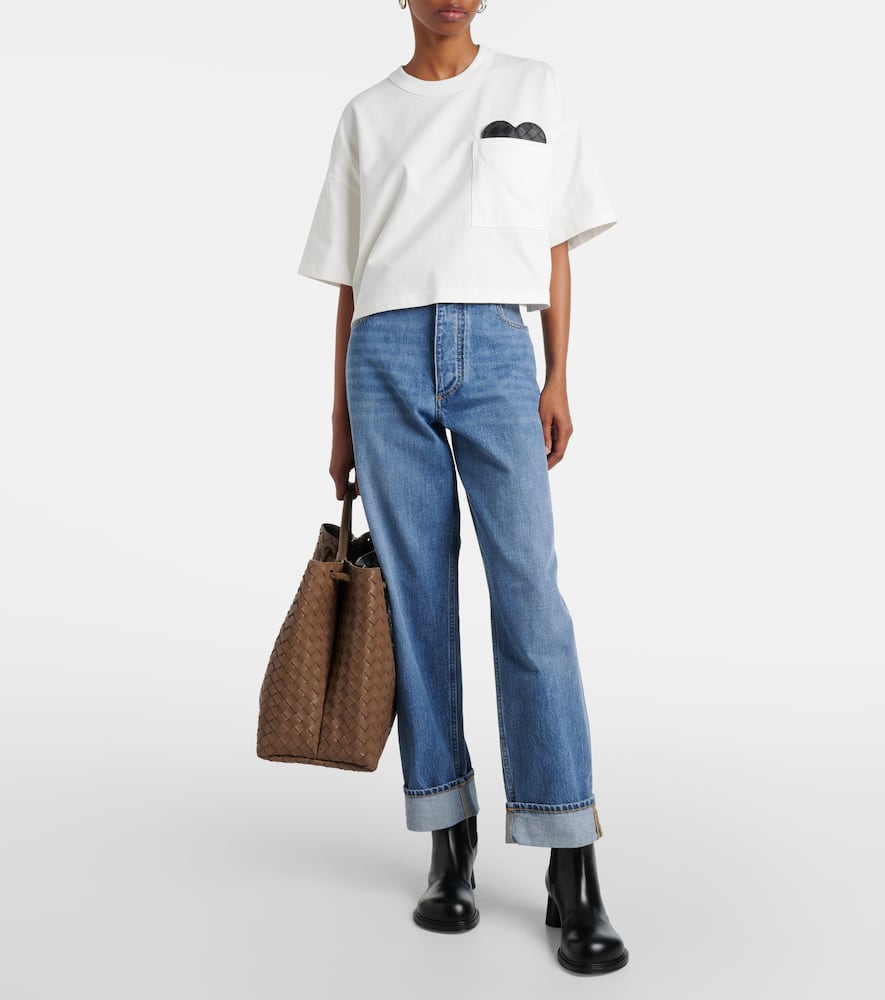 Bottega Veneta Heart-detail Cropped Jersey T-shirt In Weiss