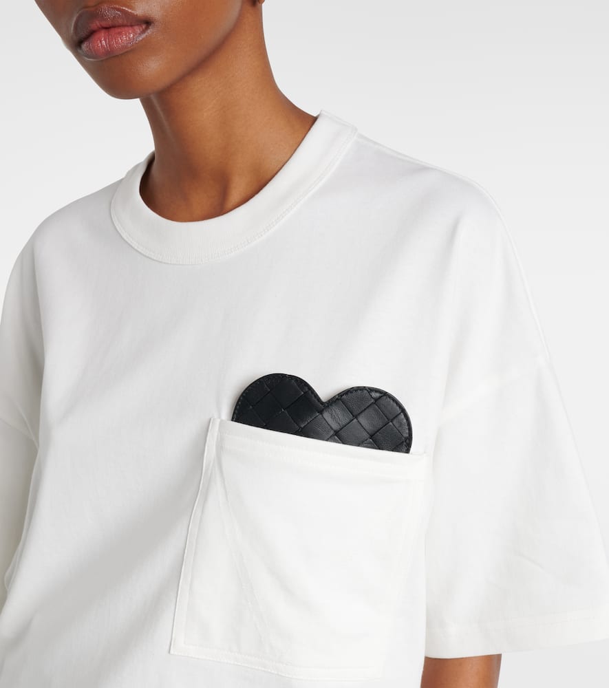 Bottega Veneta Heart-detail Cropped Jersey T-shirt In Weiss