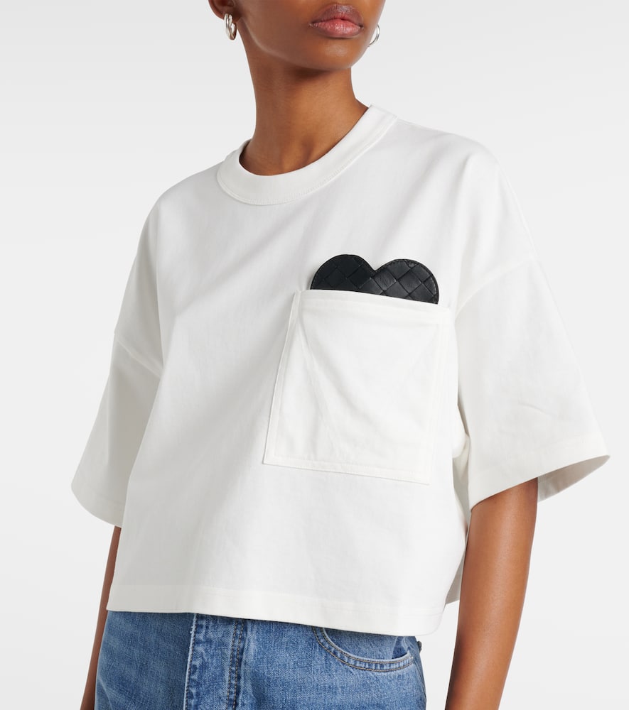 Bottega Veneta Heart-detail Cropped Jersey T-shirt In Weiss