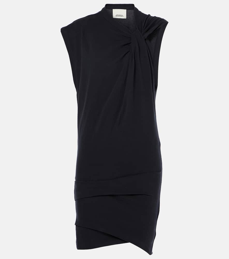 Isabel Marant Leany Asymmetric Cotton Jersey Minidress In Black