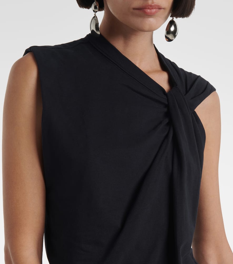 Isabel Marant Leany Asymmetric Cotton Jersey Minidress In Black