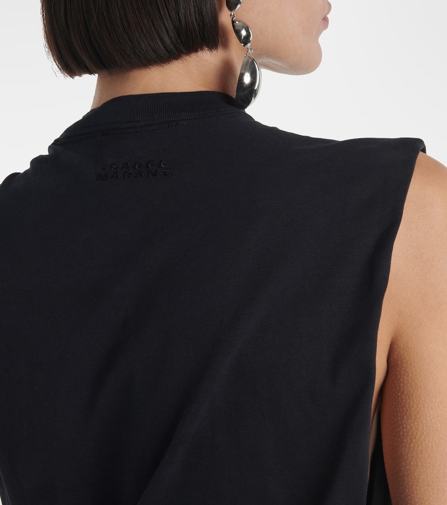 Isabel Marant Leany Asymmetric Cotton Jersey Minidress In Black