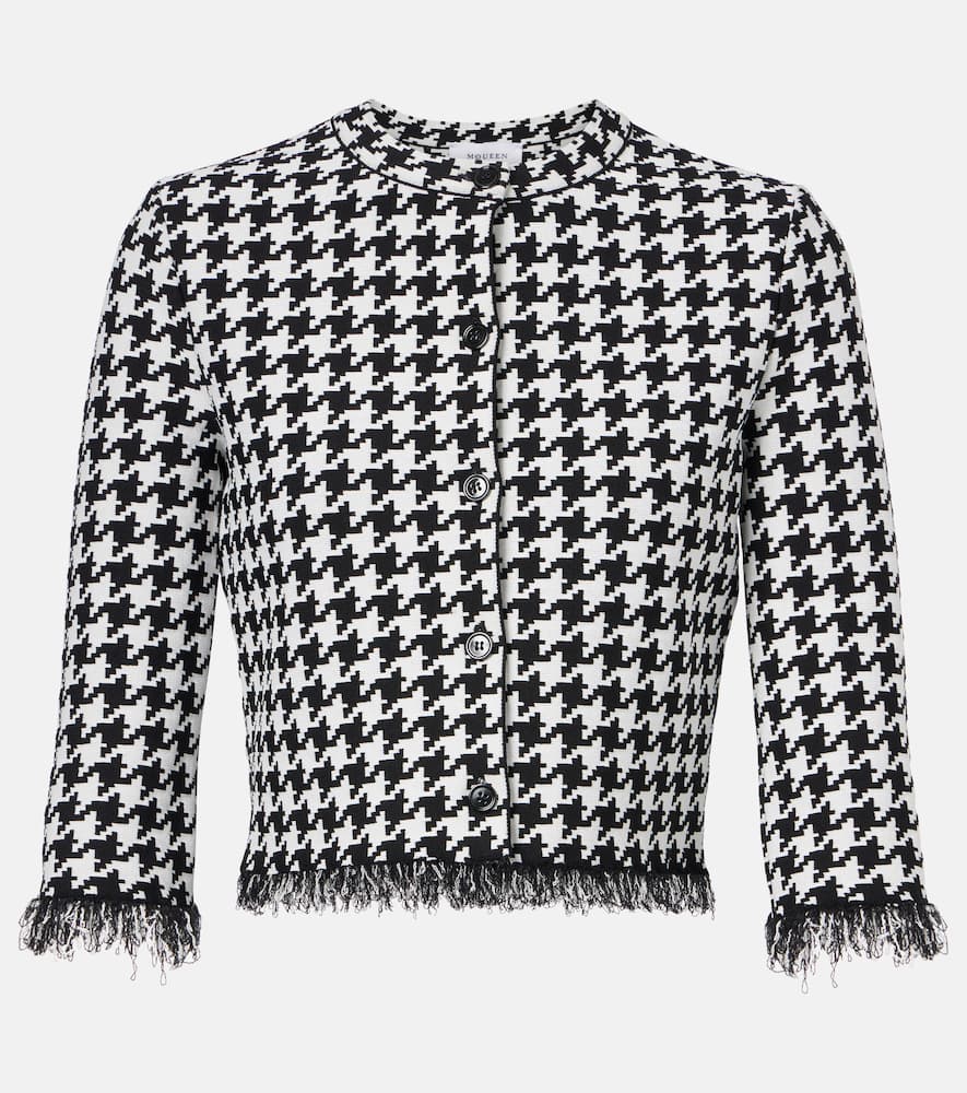 Alexander Mcqueen Houndstooth Polo Top In Black