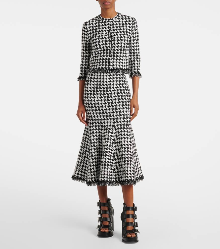 Alexander Mcqueen Houndstooth Polo Top In Black