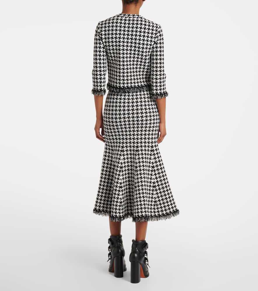 Alexander Mcqueen Houndstooth Polo Top In Black