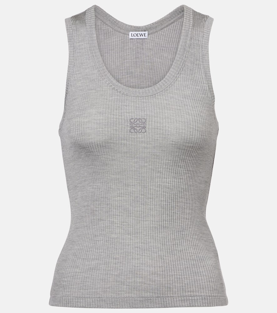 Anagram ribbed-knit silk tank top