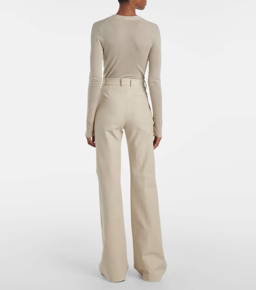 Joseph Tafira Cotton-blend Flared Pants In Nude