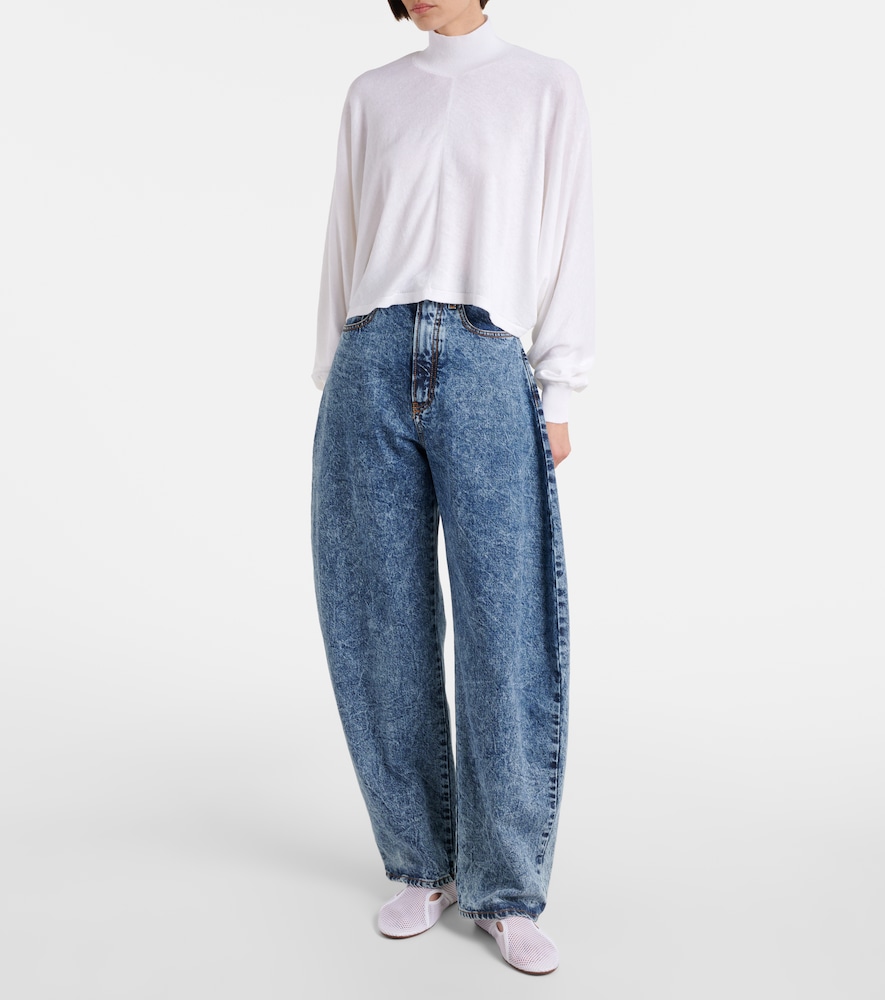  Alaia Alaã¯a Cropped Linen Turtleneck Sweater 
