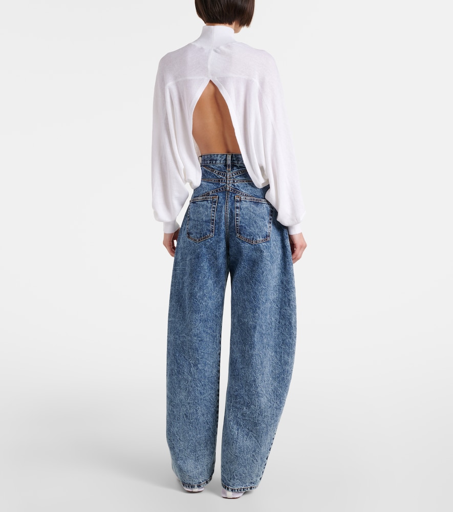  Alaia Alaã¯a Cropped Linen Turtleneck Sweater 