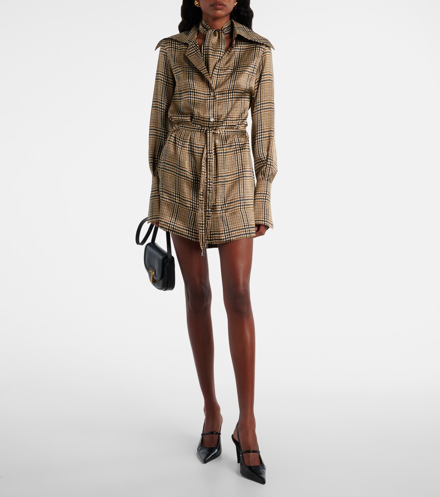 Patou Prince of Wales check silk shirt dress