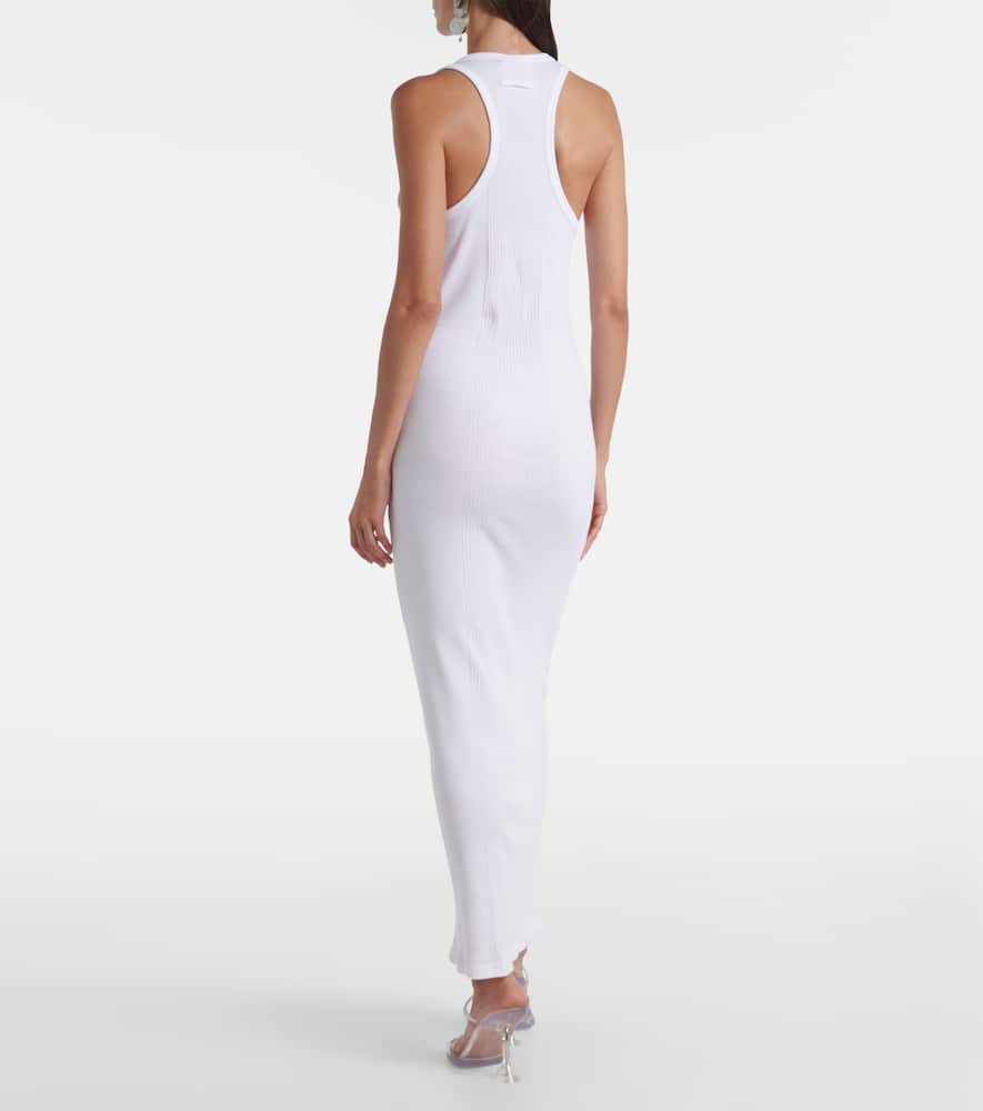 Jean Paul Gaultier Piercing Cotton Jersey Maxi Dress In White