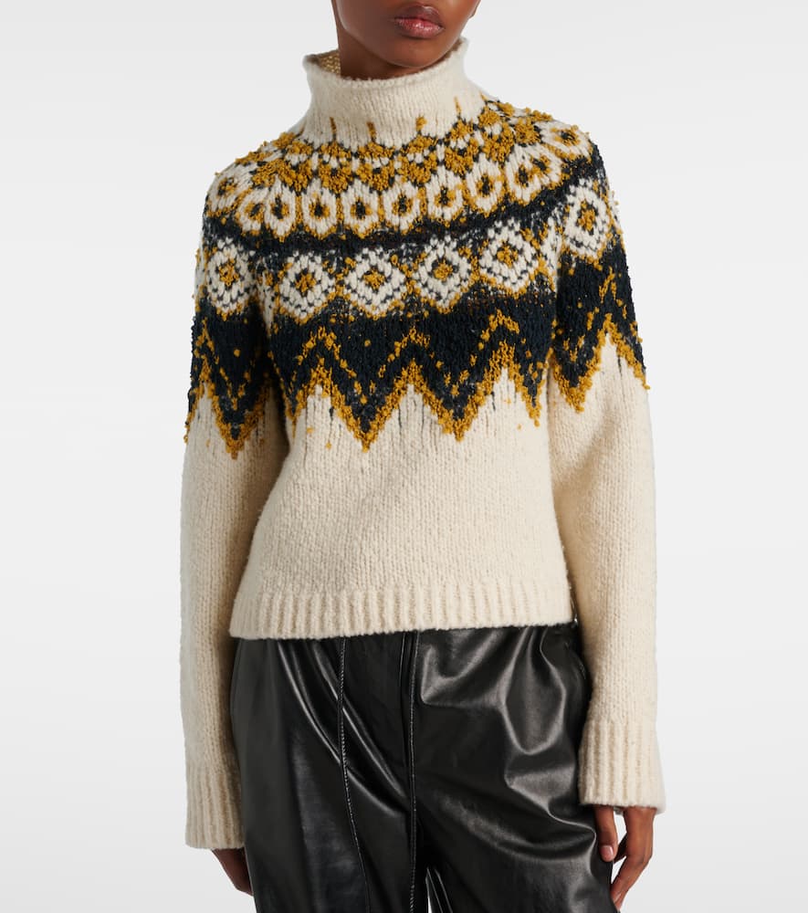 Proenza Schouler Lizzy Fair Isle Cotton Turtleneck Sweater In White