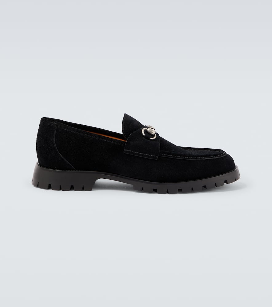 Gucci Horsebit Suede Loafers In Black
