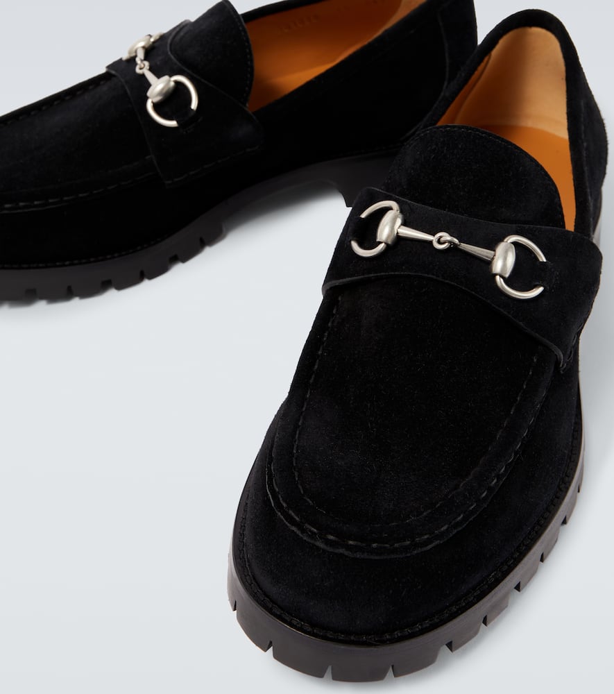 Gucci Horsebit Suede Loafers In Black