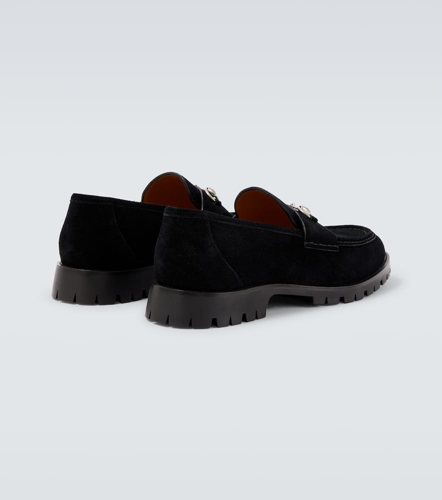 Gucci Horsebit Suede Loafers In Black