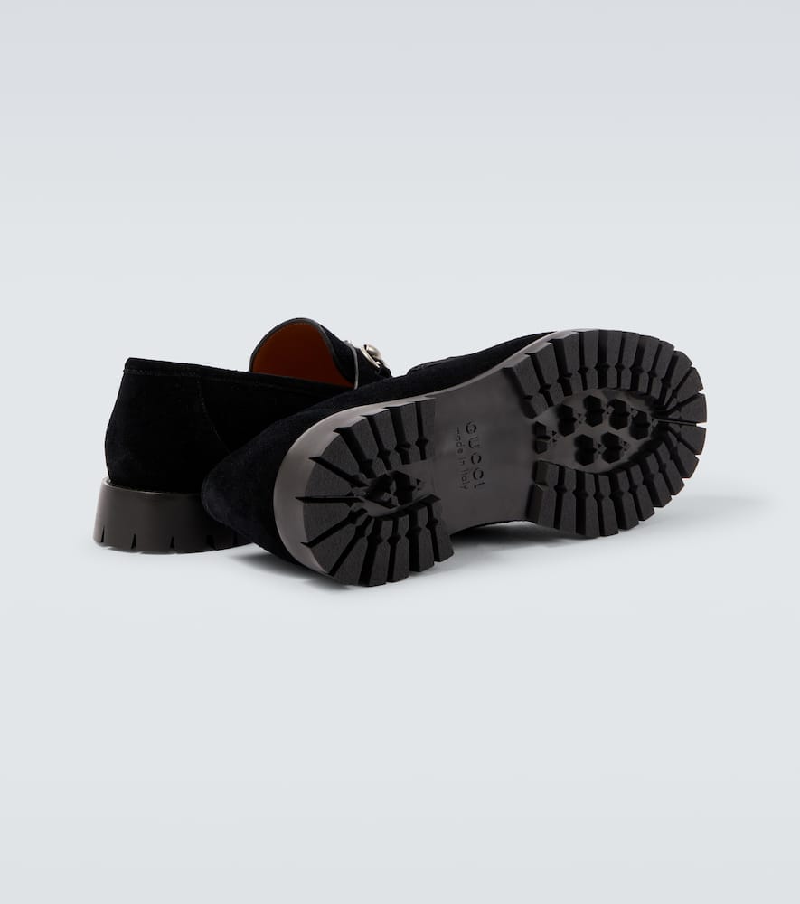 Gucci Horsebit Suede Loafers In Black