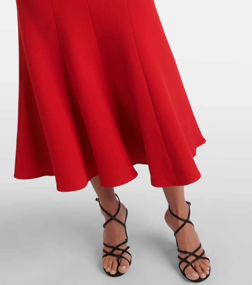 Roland Mouret Wrap Peplum Belted Crepe Midi Dress In Red