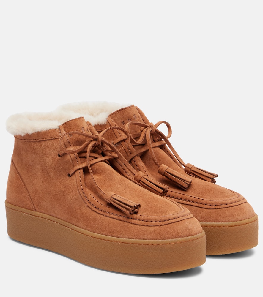 Hogan Ankle Boots With Tassel Detail And Rubber Sole In Brown