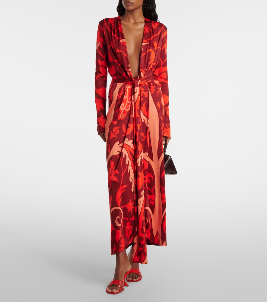Johanna Ortiz Gathered printed jersey midi dress