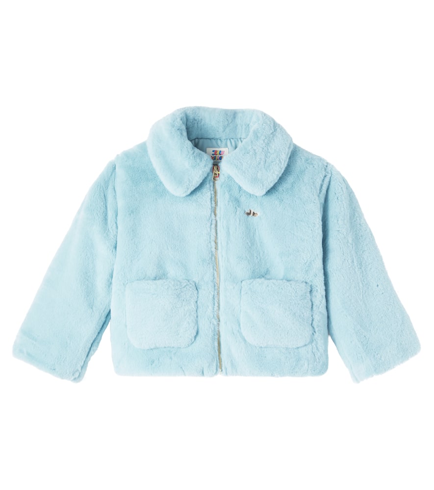 Jellymallow Faux Fur Jacket In Blue