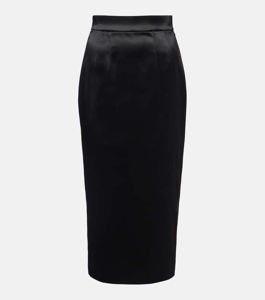 Dolce & Gabbana High-rise Satin Pencil Skirt In Black