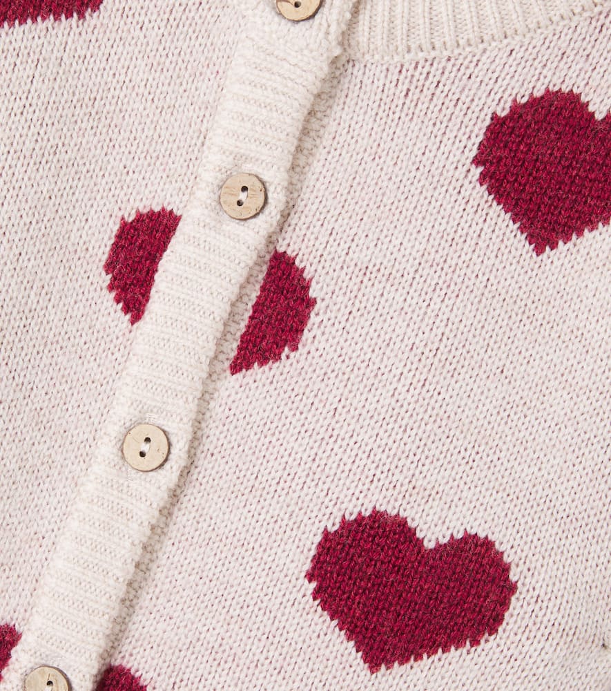 Wheat Baby Hearts Jacquard Wool Cardigan In Multi
