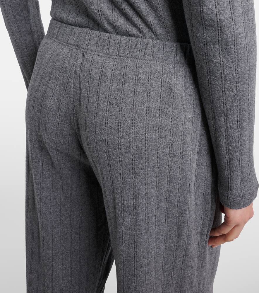 Leset Pointelle Cotton Wide-leg Pants In Gray