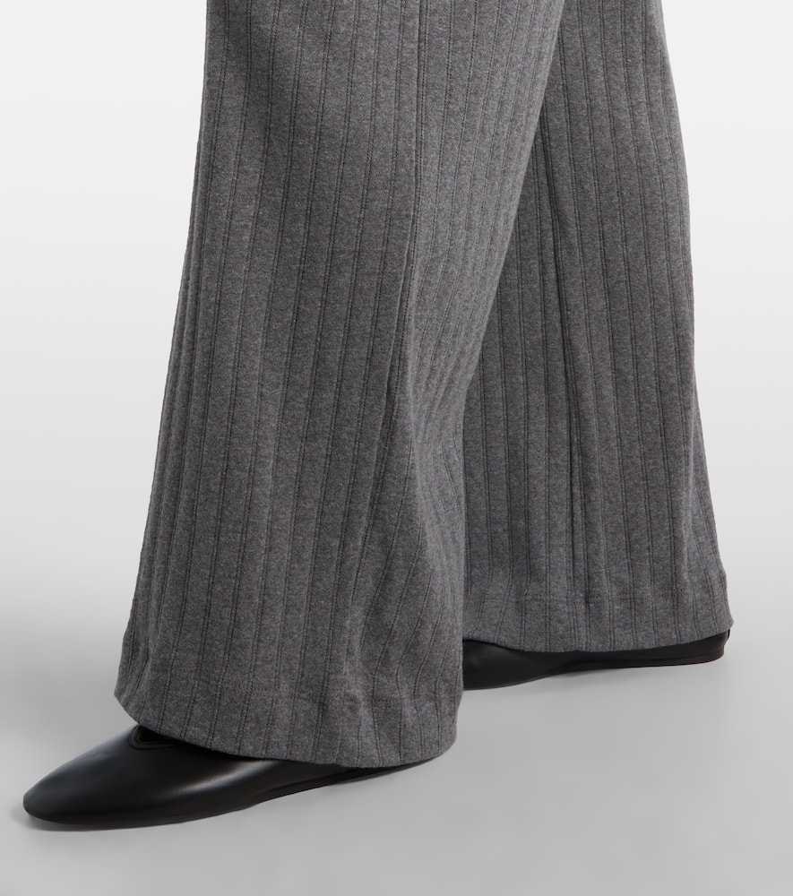 Leset Pointelle Cotton Wide-leg Pants In Gray