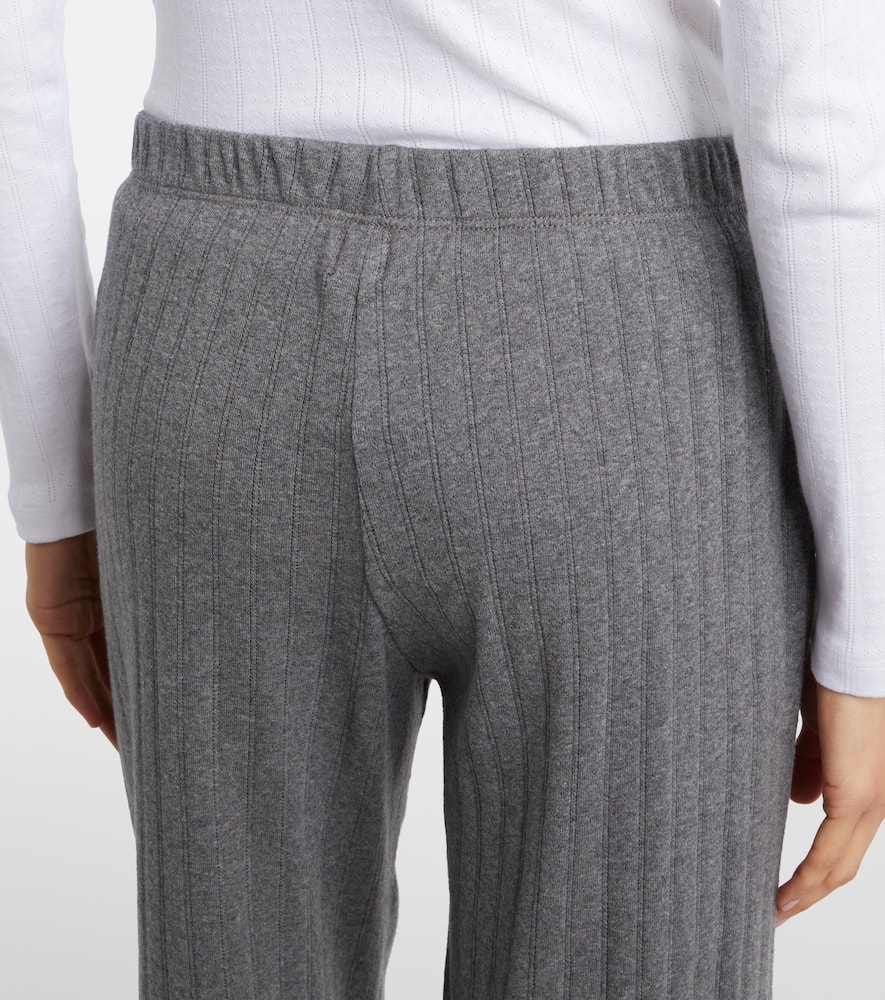 Leset Pointelle Cotton Wide-leg Pants In Gray