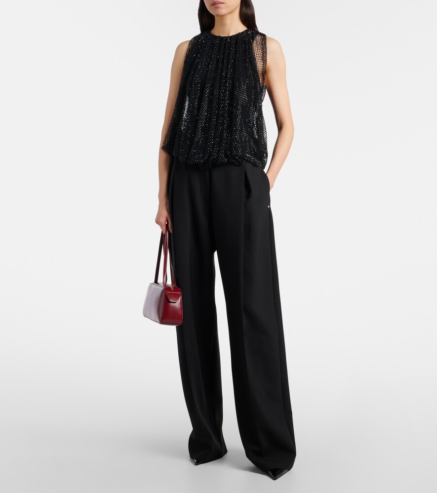  Sportmax Sportmax Embellished Mesh And Jersey Top 