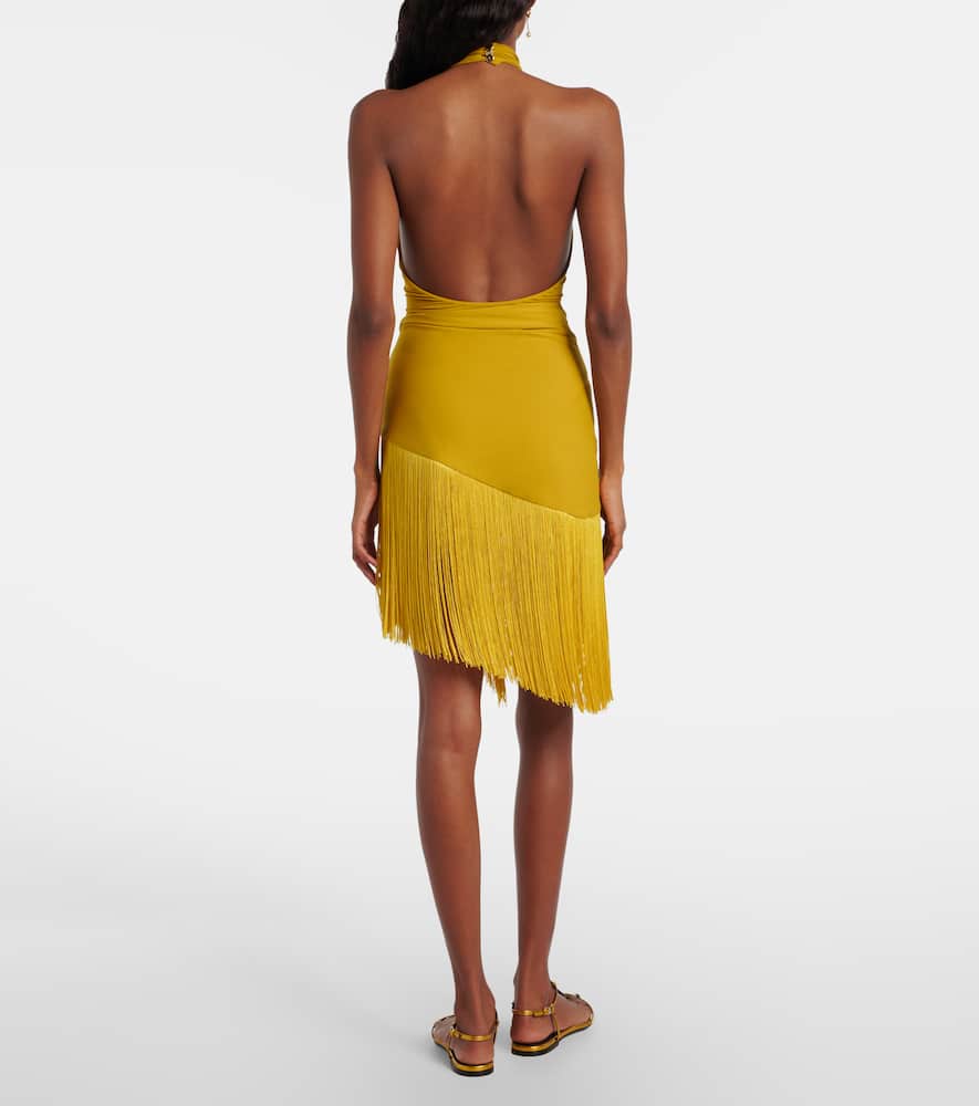 Taller Marmo Artemis Fringed Beach Cover-up And Swimsuit In Yellow