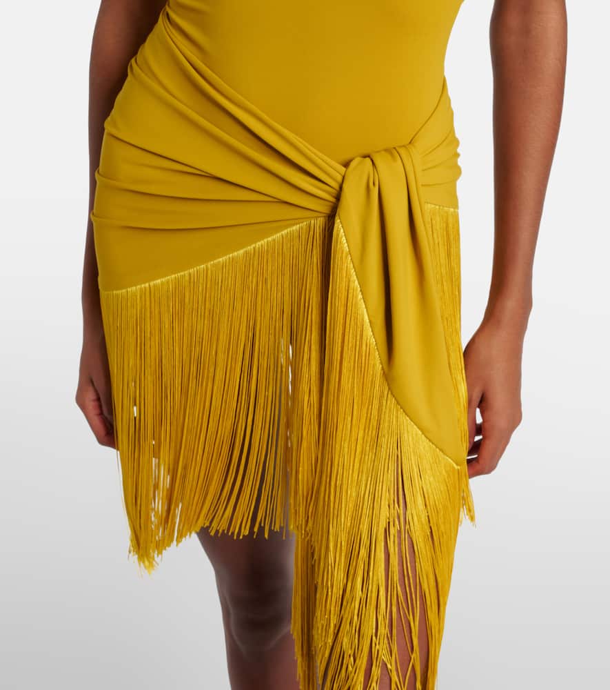Taller Marmo Artemis Fringed Beach Cover-up And Swimsuit In Yellow