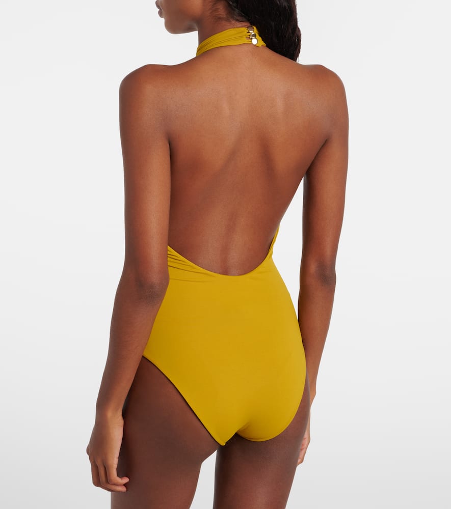 Taller Marmo Artemis Fringed Beach Cover-up And Swimsuit In Yellow