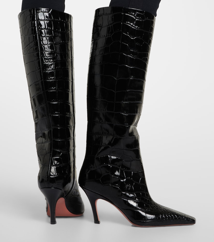 Amina Muaddi Mona croc-effect leather knee-high boots