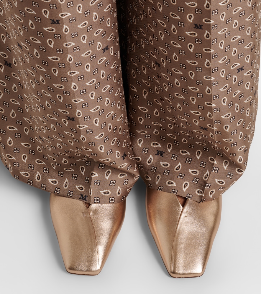Max Mara Metallic leather mules