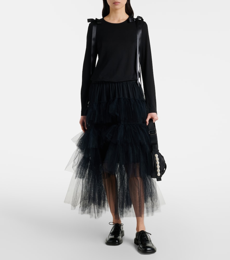 Simone Rocha Ruffled tulle midi skirt