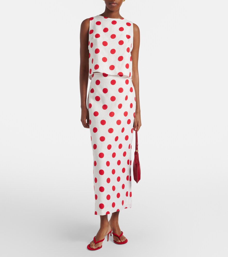 Cala de la Cruz Avelino polka-dot linen crop top