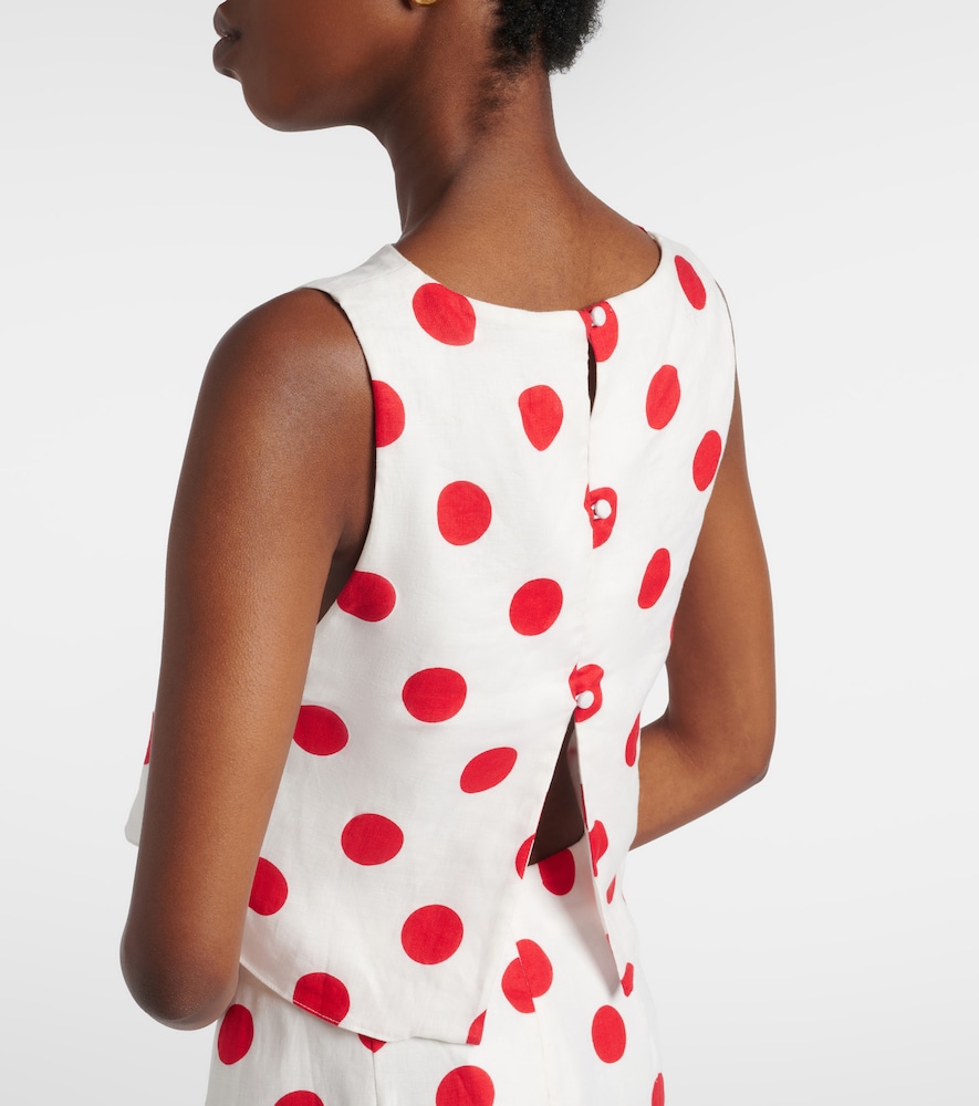 Avelino Polka-Dot Linen Crop Top