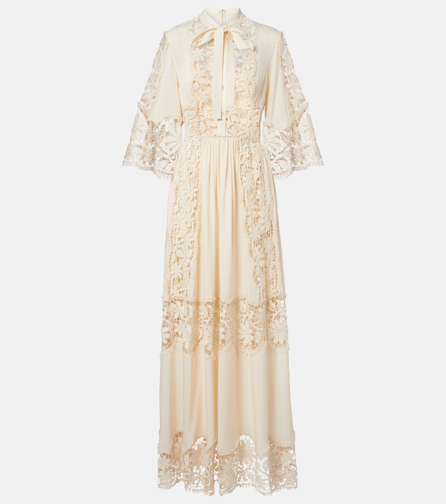 Elie Saab Georgette and macramé gown