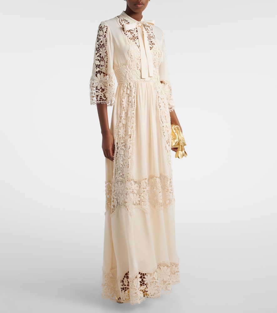 Elie Saab Georgette and macramé gown