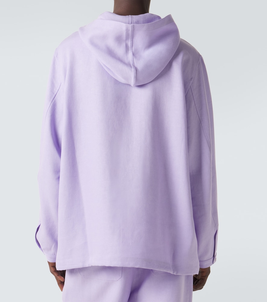 Hooded Linen Jacket With Amethyst