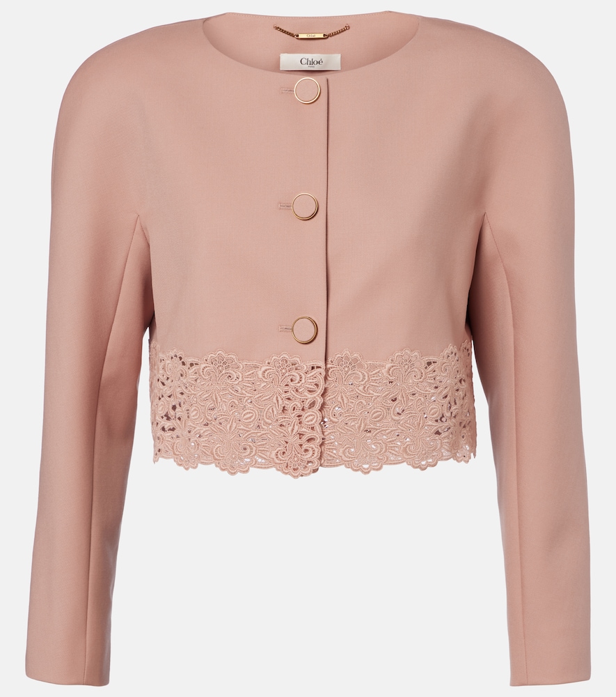 Chloe Women's Pink Cropped Virgin Wool Gabardine Jacket UK Size 10 - Mytheresa