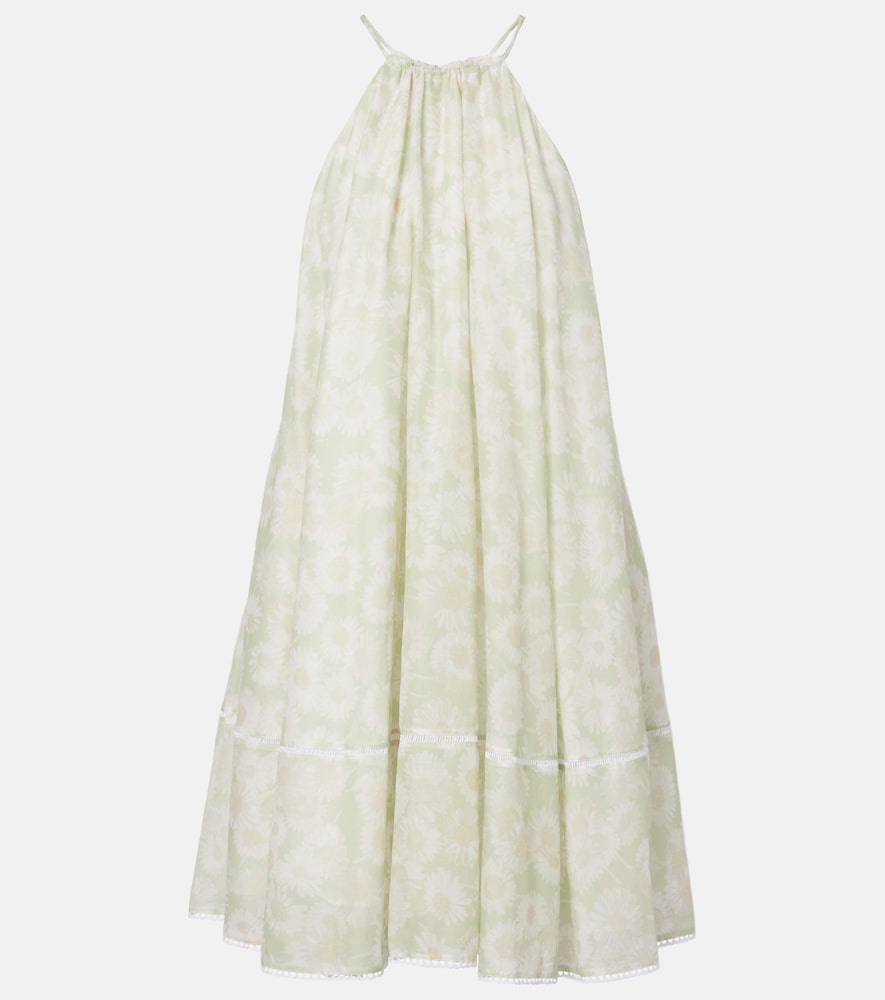 Abito corto in cotone con stampa floreale