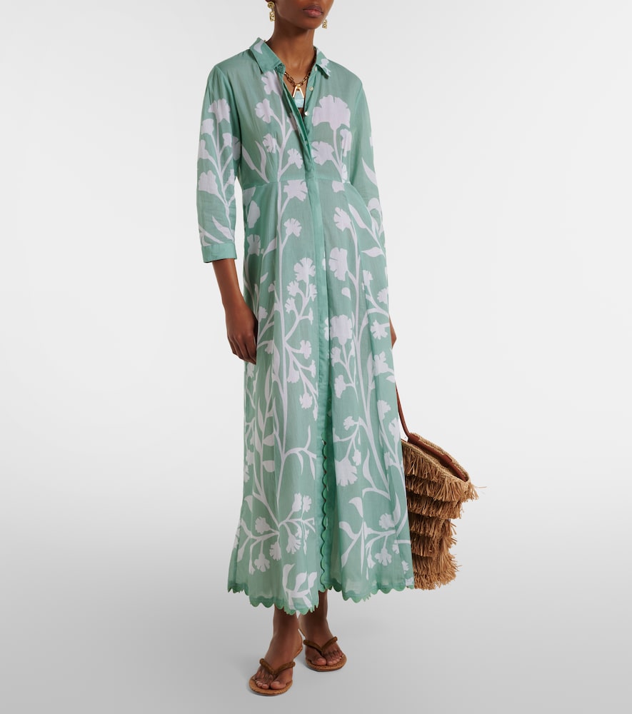 Juliet Dunn Floral scalloped cotton shirt dress