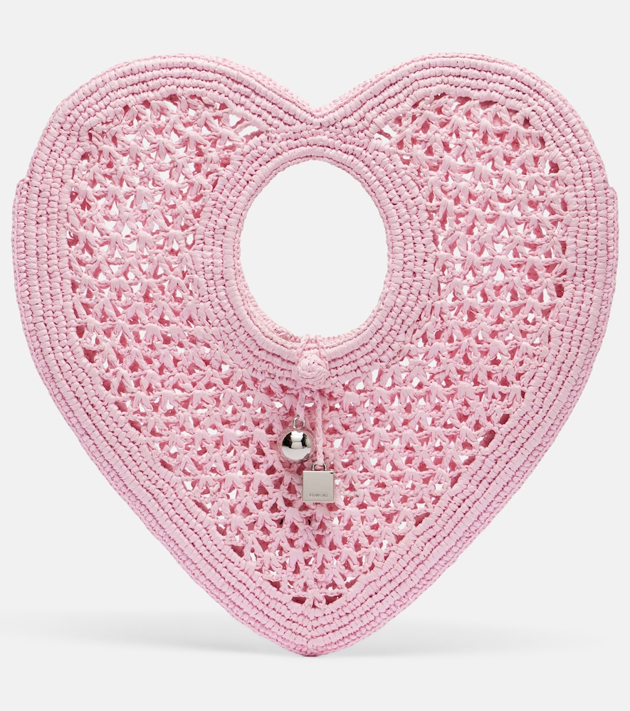 Schultertasche Spiaggia Coeur Small aus Raffiabast