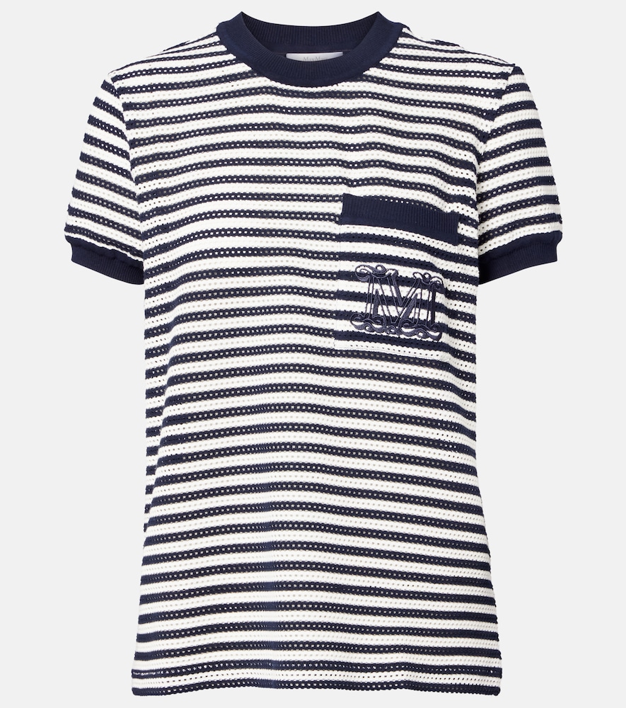 Max Mara Women's White Striped Cotton-Blend Jersey T-Shirt UK Size 14 - Mytheresa