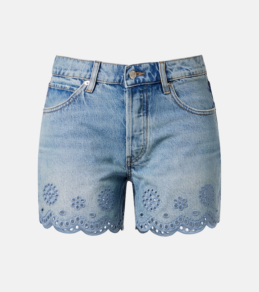 Shorts di jeans Long Hang in pizzo sangallo