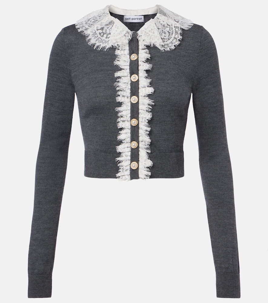 Cardigan aus Wolle mit Spitze